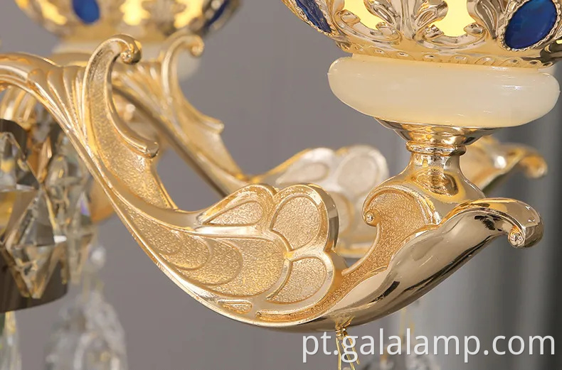 Jade natural de luxo europeu, lustre de cristal, faróis da sala de estar da vila